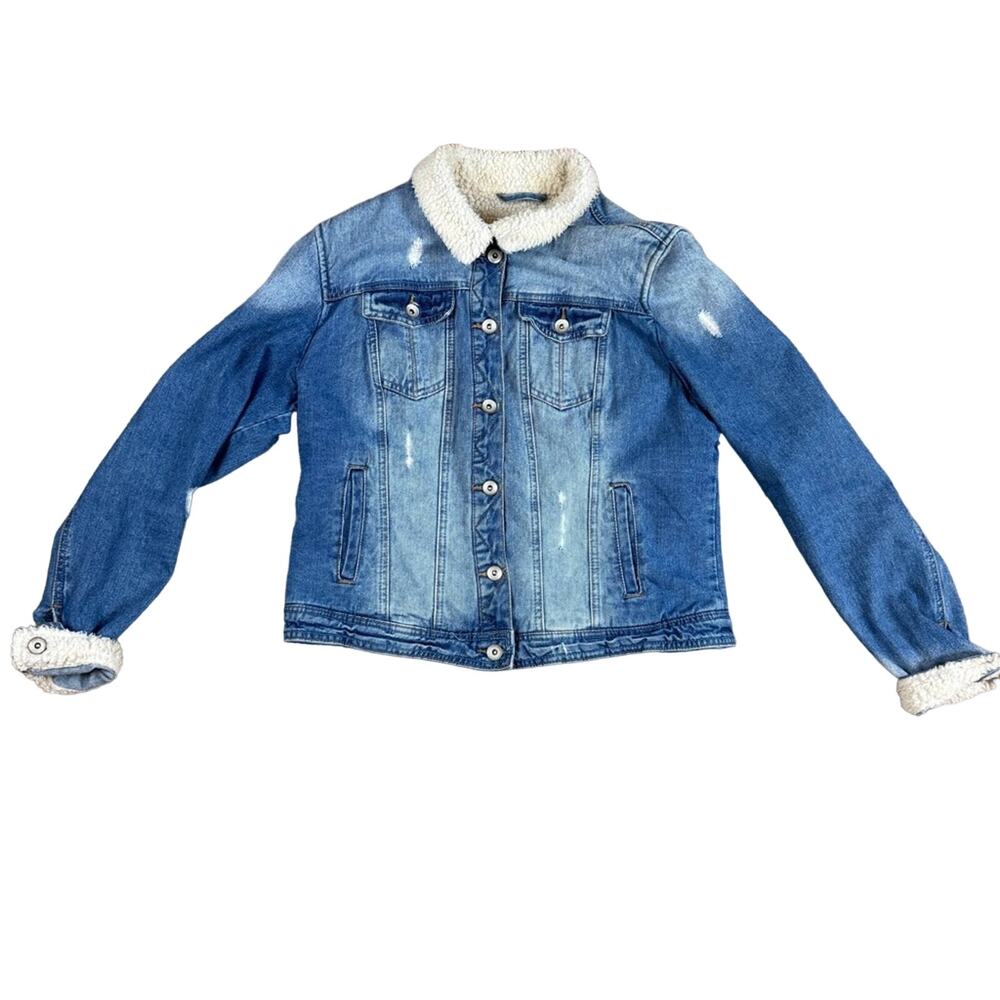 Denim Company UK Lined Distressed Jean Jacket Women’s Size 10